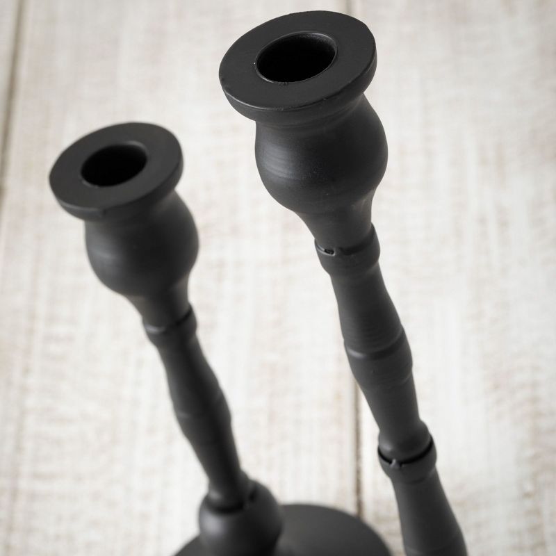 Sullivans Set Of 2 Iron Taper Candle Holders 12.5"H & 15.25"H Black