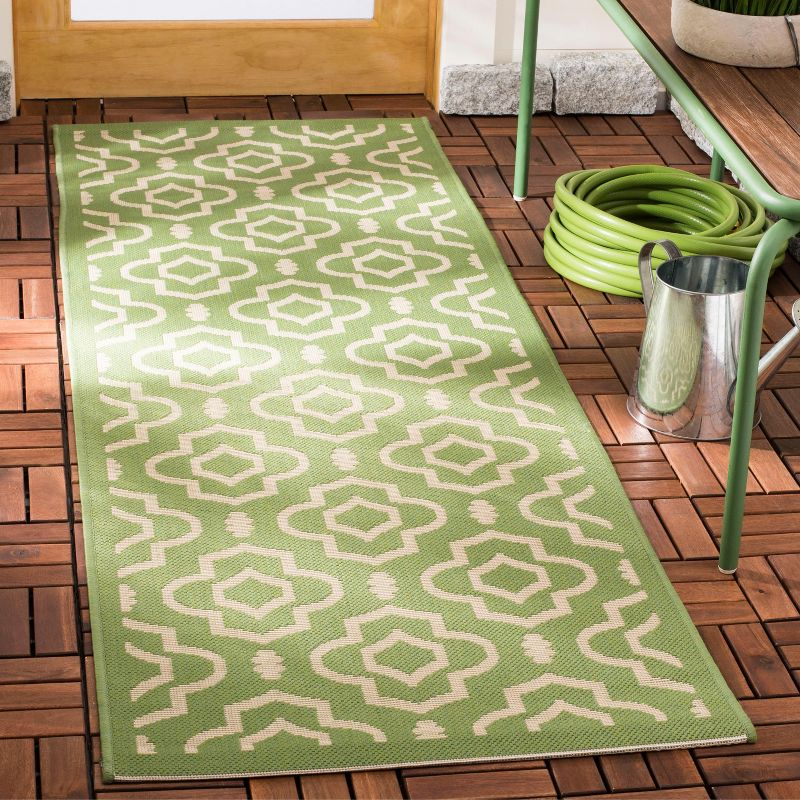 Courtyard CY6926 Power Loomed Indoor and Outdoor Runner Rug - Green/Beige - 2'3"x10' - Safavieh