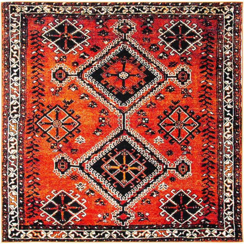 Vintage Hamadan VTH293 Power Loomed Area Rug - Orange/Red - 6'7"x6'7" - Safavieh.