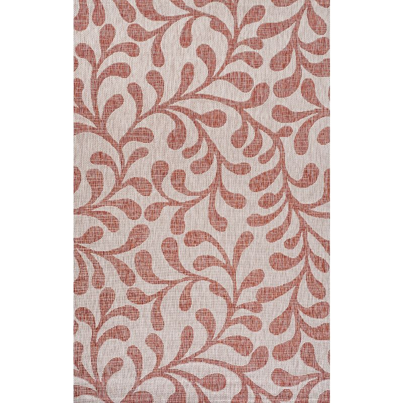 4'x6' Vine All Over Indoor/Outdoor Area Rug, Red/Beige - JONATHAN Y