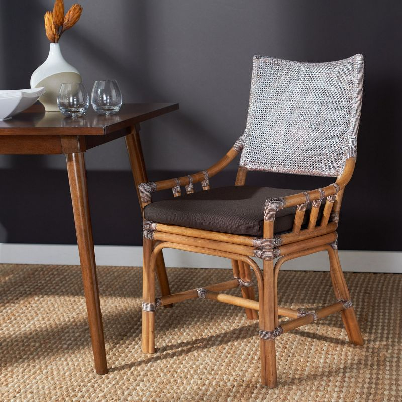 Donatella Rattan Chair - Brown White Wash/Dark Brown - Safavieh