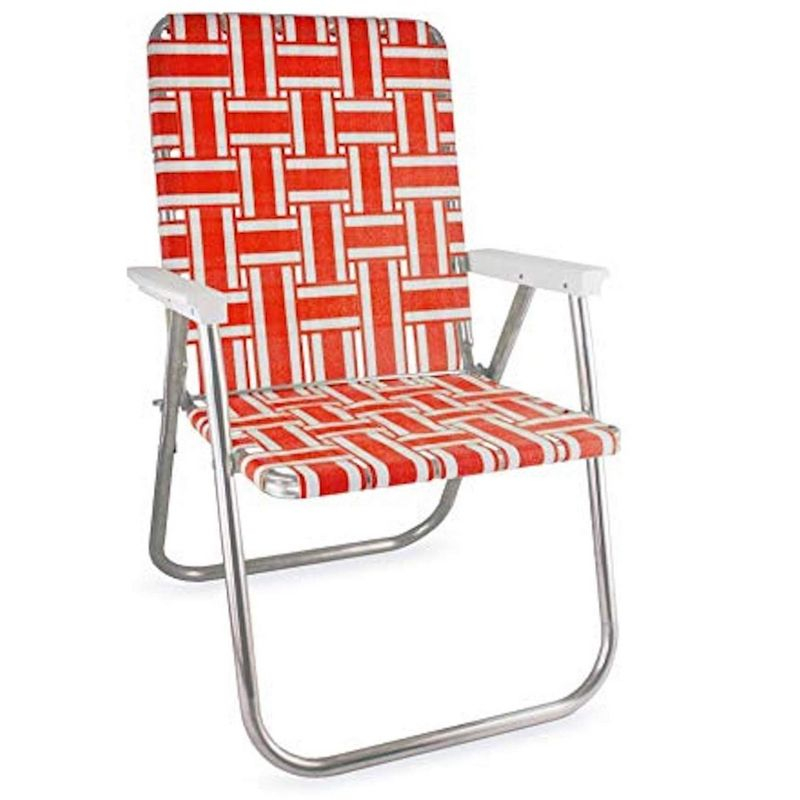 Lawn Chair USA Folding Aluminum Classic Webbed Chair (Orange and White Stripe)