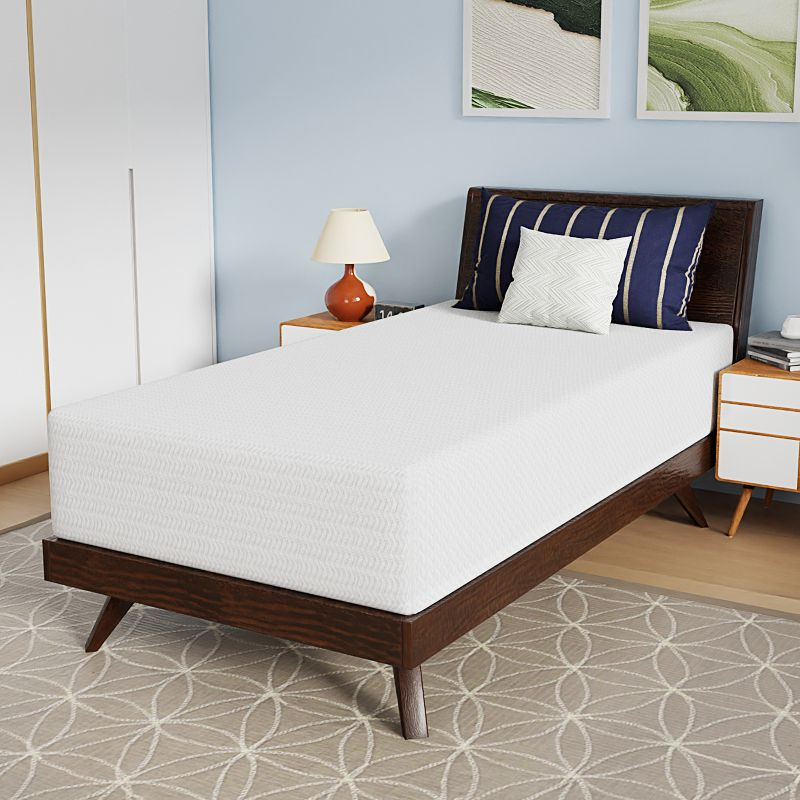 FDW 12 inch Twin Memory Foam Mattress Cooling Gel Bamboo Charcoal Infused Mattress Mattress CertiPUR-US Certified Breathable Bed Mattress,White Twin