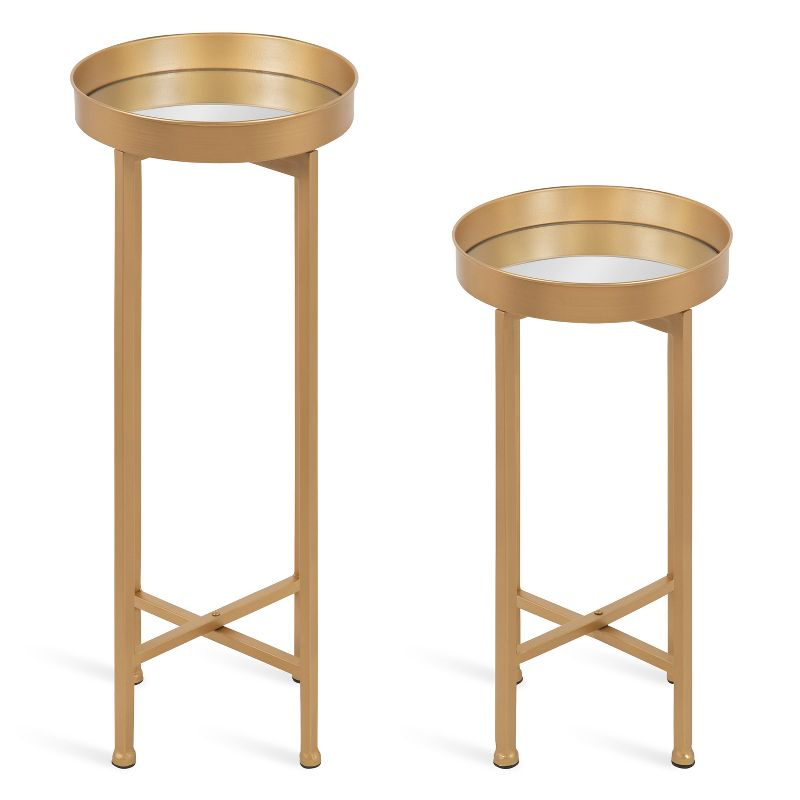 Kate and Laurel Celia Round Metal Nesting Table, 2 Piece, Gold