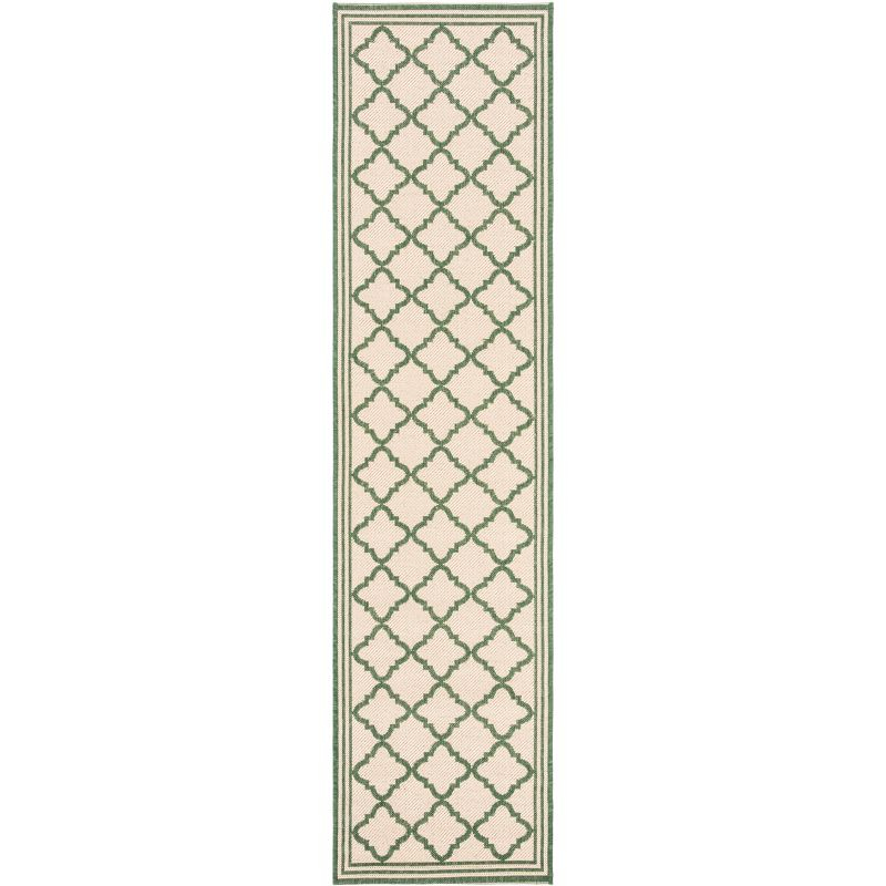 Beach House BHS121 POWER LOOMED Indoor/Outdoor Runner Rug - Cream/Green - 2'2"x6' - Safavieh