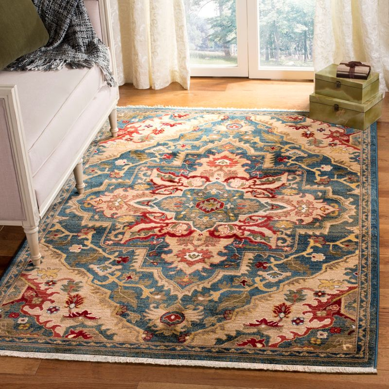 Kashan KSN304 Power Loomed Area Rug - Blue/Beige - 5'1"x7'5" - Safavieh.