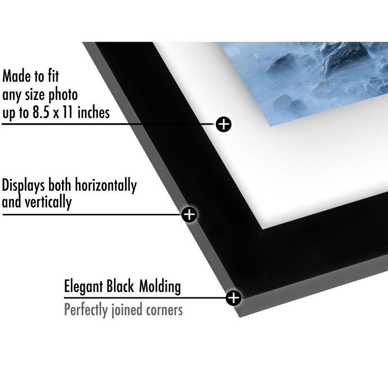 Americanflat Black Floating Picture Frame | Displays Any Size Photo up to 8.5 x 11 Inches. Lead Free Glass. Hanging Hardware Included!