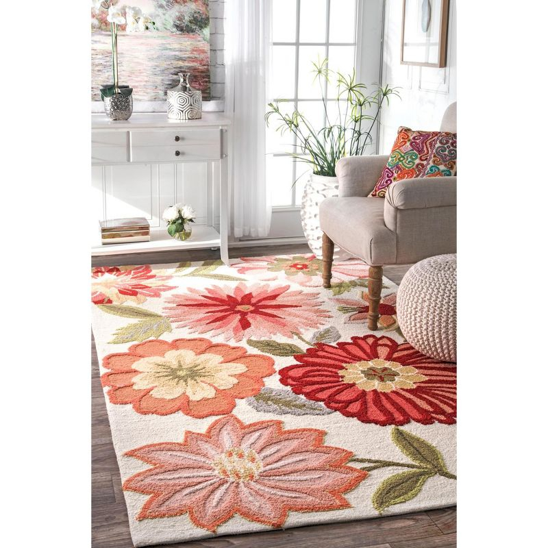 Nuloom Palm Springs Floral 8x10 Indoor Area Rug for Living Room Bedroom Dining Room Kitchen, Pink/Multicolor