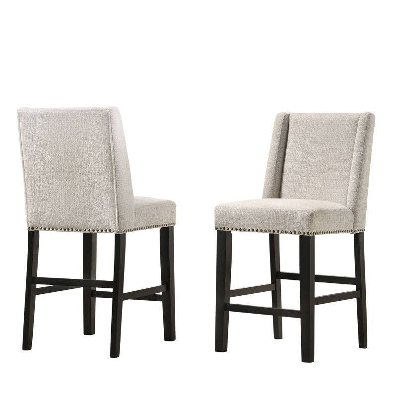Carolina Living Set of 2 24" Laurant Counter Height Barstools with Nailhead Trim & Footrest