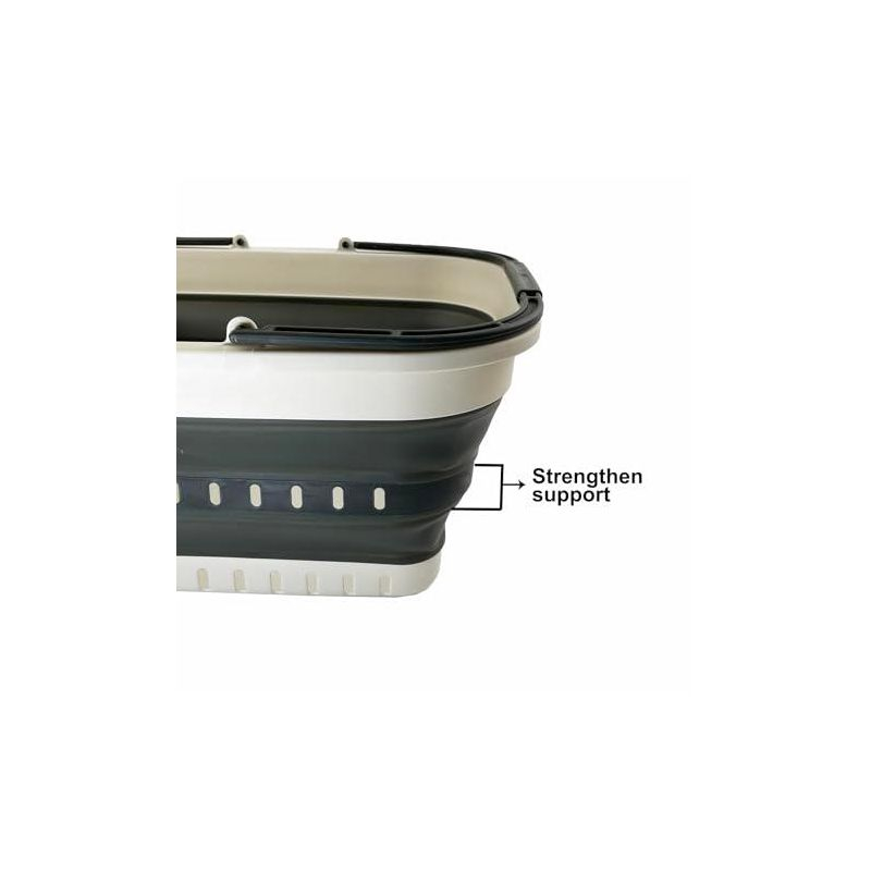 SAMMART 26L (6.8 Gallons) Collapsible Plastic Laundry Basket with Handle, White/Coral Pink