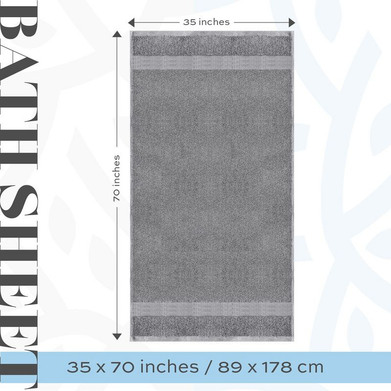 White Classic Luxury 100% Huge Cotton Bath Sheets Set of 2 - 35x70" Light-Grey