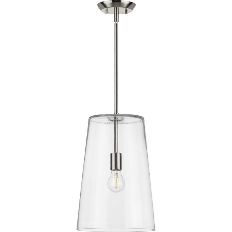 Progress Lighting Clarion 1-Light Pendant, Matte Black, Clear Glass Shade