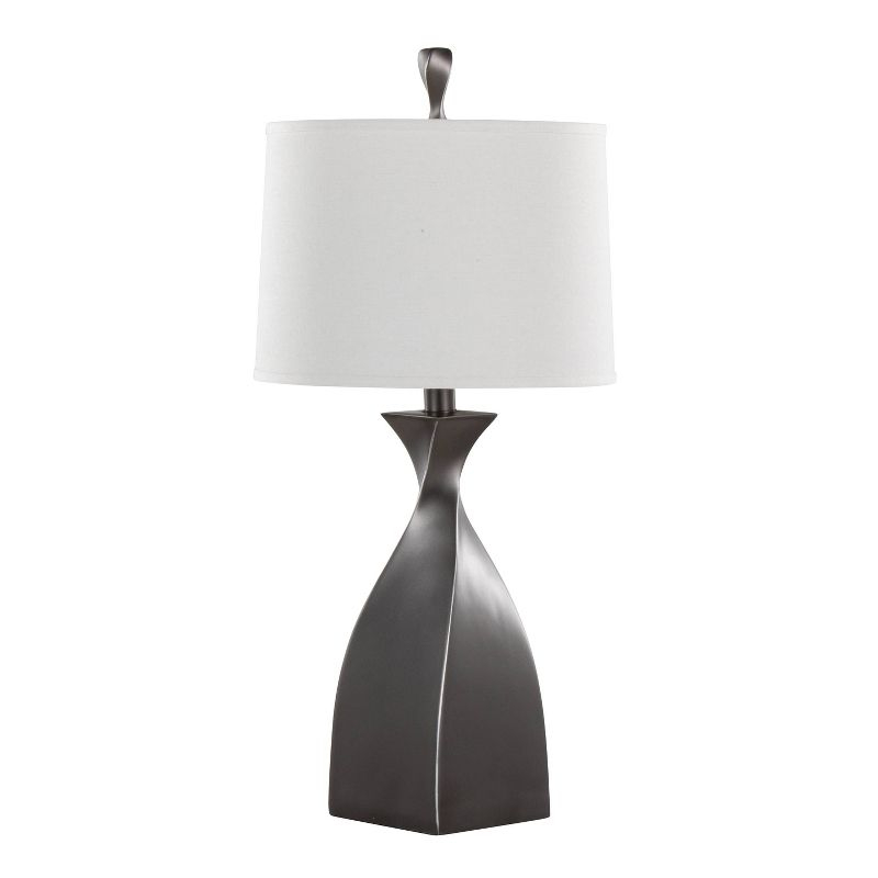 LumiSource Curvo 30" Table Lamps: Set of 2, Rubbed Gray Slate, White Linen Shade, UL Listed