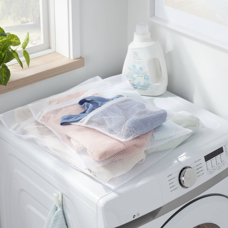 3pk Mesh Wash Bags White - Brightroom™: Lingerie & Garment Bags for Delicates, Polyester Laundry Sorting