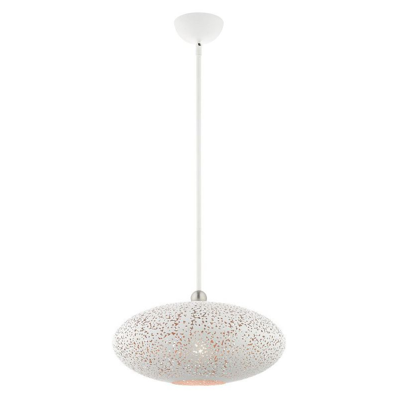 Livex Lighting Charlton 1 - Light Pendant in  White/Brushed Nickel