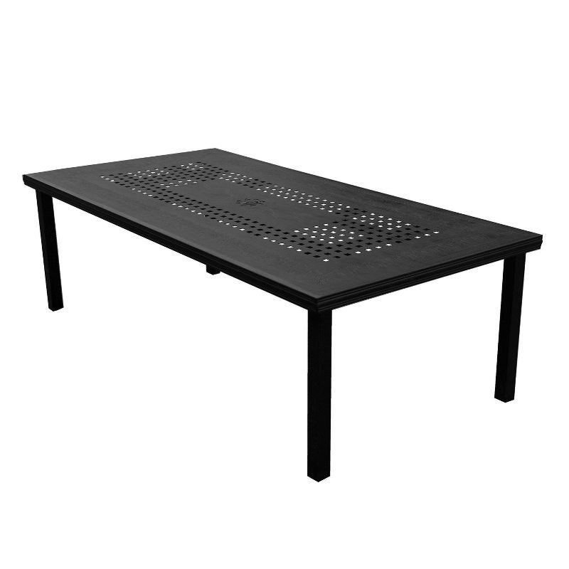 Oakland Living 95" Rectangular Modern Outdoor Mesh Lattice Aluminum Patio Dining Set with 8 Arm Chairs Black