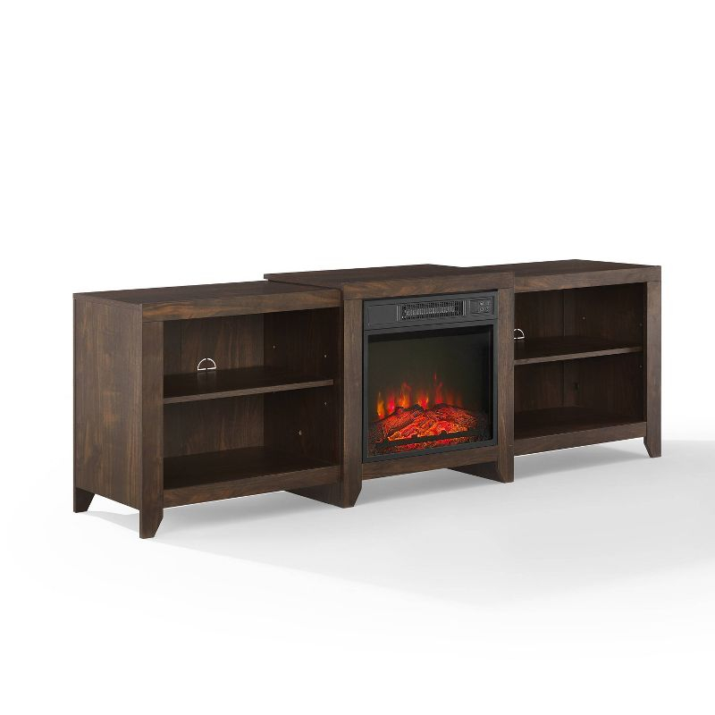 69" Ronin Low Profile TV Stand for TVs up to 75" with Fireplace Dark Walnut - Crosley: Electric, Media Console, MDF
