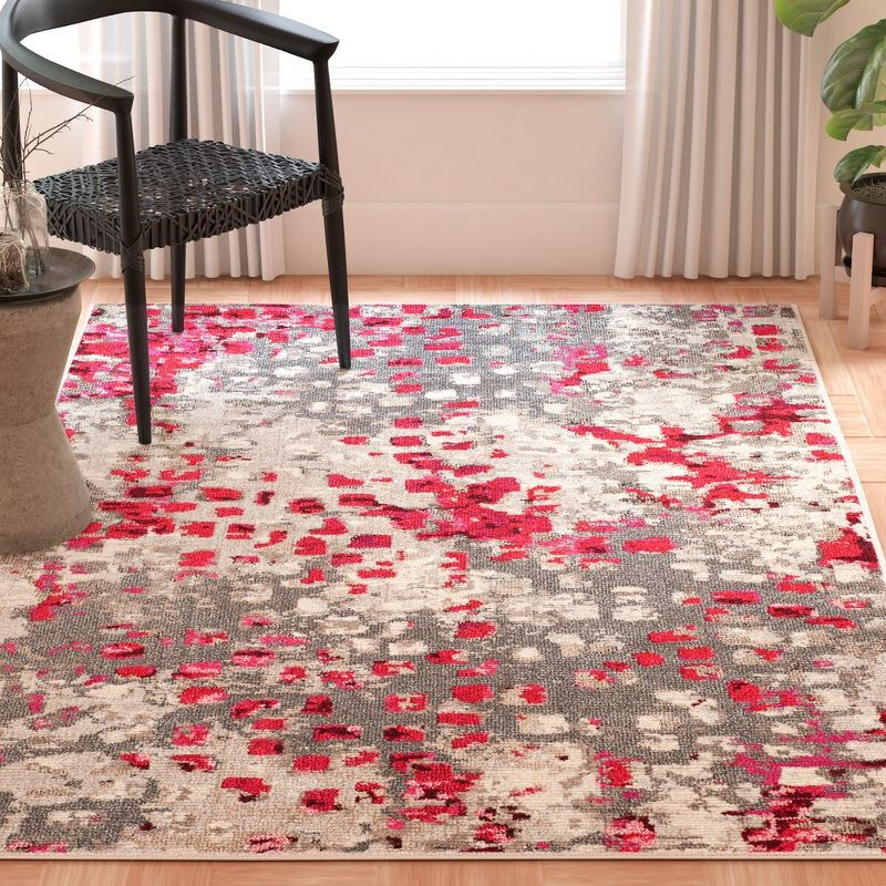 Monaco MNC225 Power Loomed Indoor Area Rug - Grey/Fuchsia - 5'1"x7'7" - Safavieh