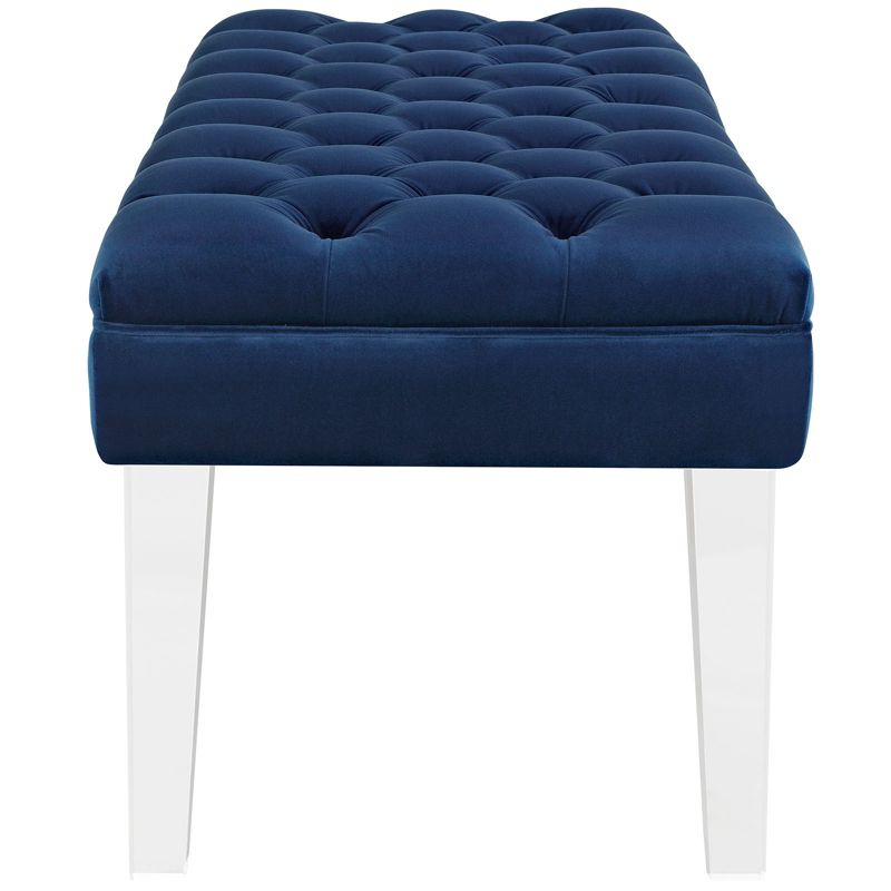 Modway Valet Tufted Button Performance Velvet Upholstered Bedroom Or Entryway Bench with Acrylic Legs in Navy
