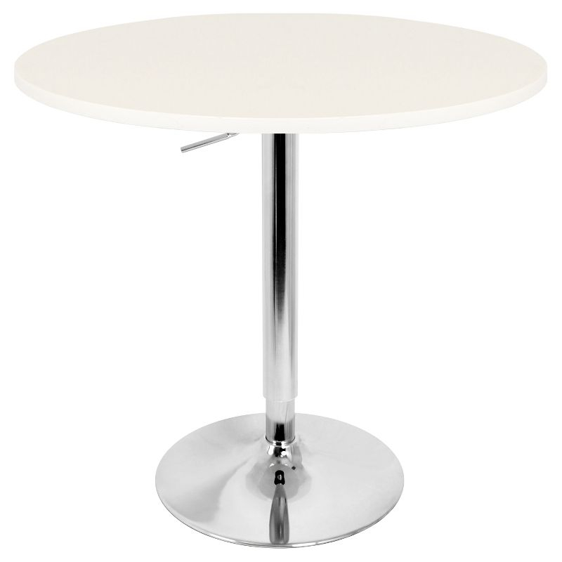 27.5" Elia Contemporary Adjustable Bar Height Pub Table White Wood Top with Chrome Frame - LumiSource