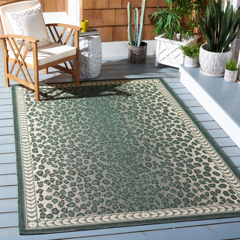 Courtyard CY6100 Power Loomed Indoor/Outdoor Area Rug - Dark Green/Ivory - 6'7"x6'7" - Safavieh.