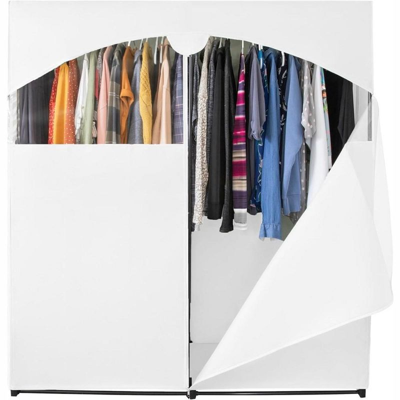 Hold N' Storage - Portable Wardrobe Closet with Metal Hanging Rod - White