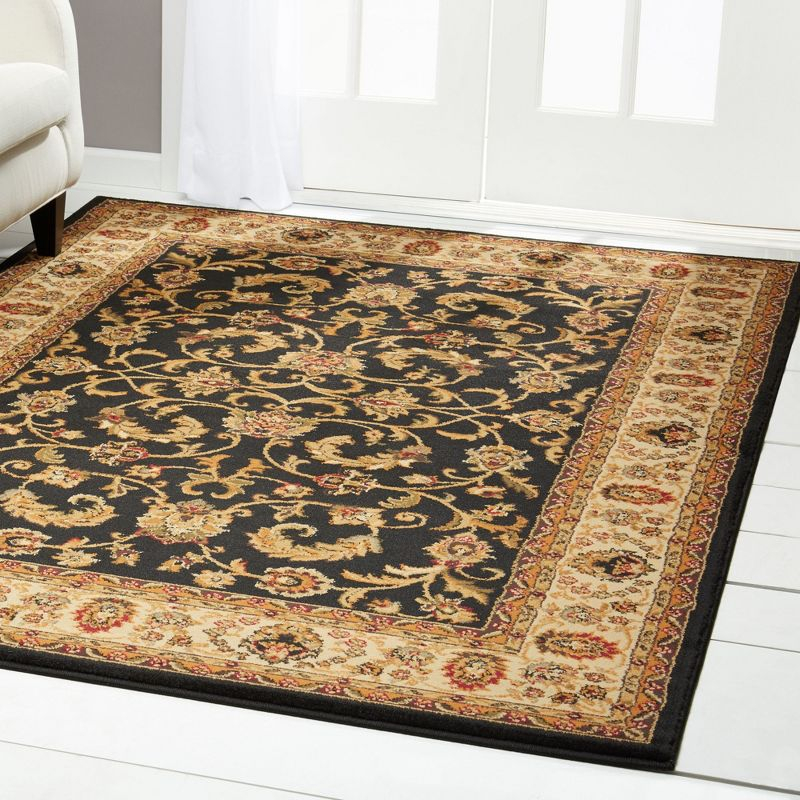 Home Dynamix Royalty Elati Traditional Ornate Damask Area Rug, Black/Ivory, 7'8"x10'4"