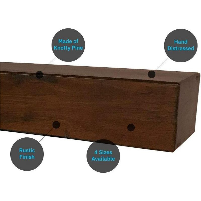 Mantels Direct Dakota 72" Pine Wood Fireplace Mantel Shelf - Cinnamon