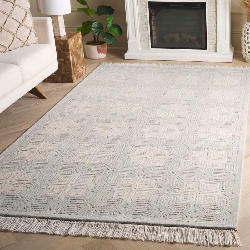 Ikat IKT805 Hand Tufted Area Rug - Ivory/Light Blue - 3'x5' - Safavieh.