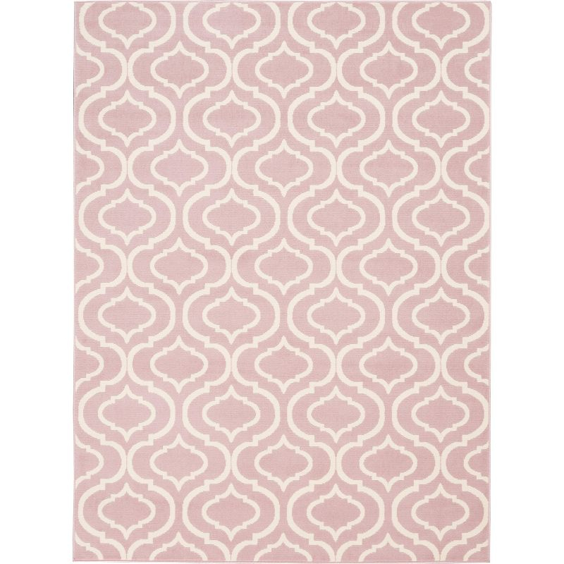 Nourison Jubilant 6' x 9' Pink Indoor Area Rug Moroccan Casual Trellis by Nourison