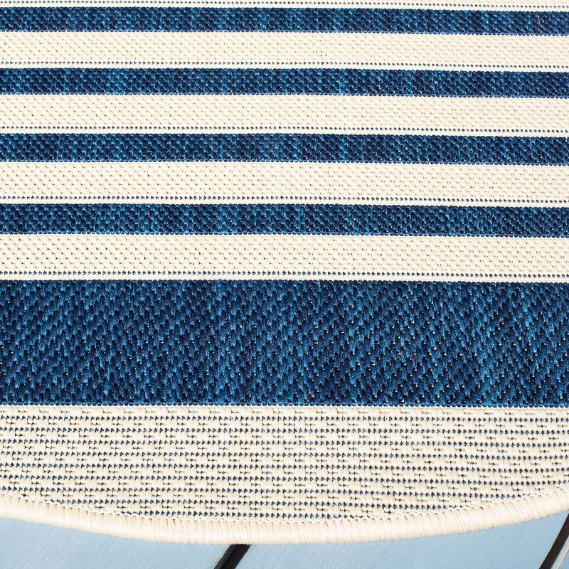 Courtyard CY6062 Power Loomed Indoor/Outdoor Area Rug - Navy/Beige - 7'10" Round - Safavieh.
