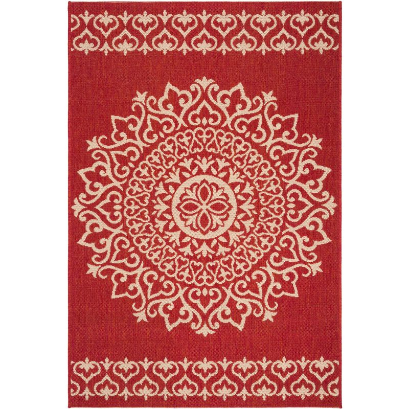 Beach House BHS183 POWER LOOMED Indoor/Outdoor Runner Rug - Red/Creme - 2'2"x4' - Safavieh