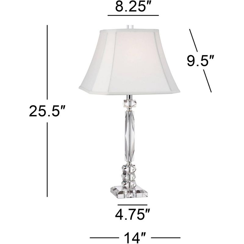 Vienna Full Spectrum Traditional Table Lamps 25 1/2" High Set of 2 Crystal Cut Column Geneva White Square Shade for Bedroom Living Room Bedside Office