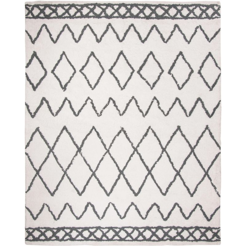 Equinox Shag EQS711 Hand Tufted Indoor Area Rug - Cream/Grey - 8'x10' - Safavieh