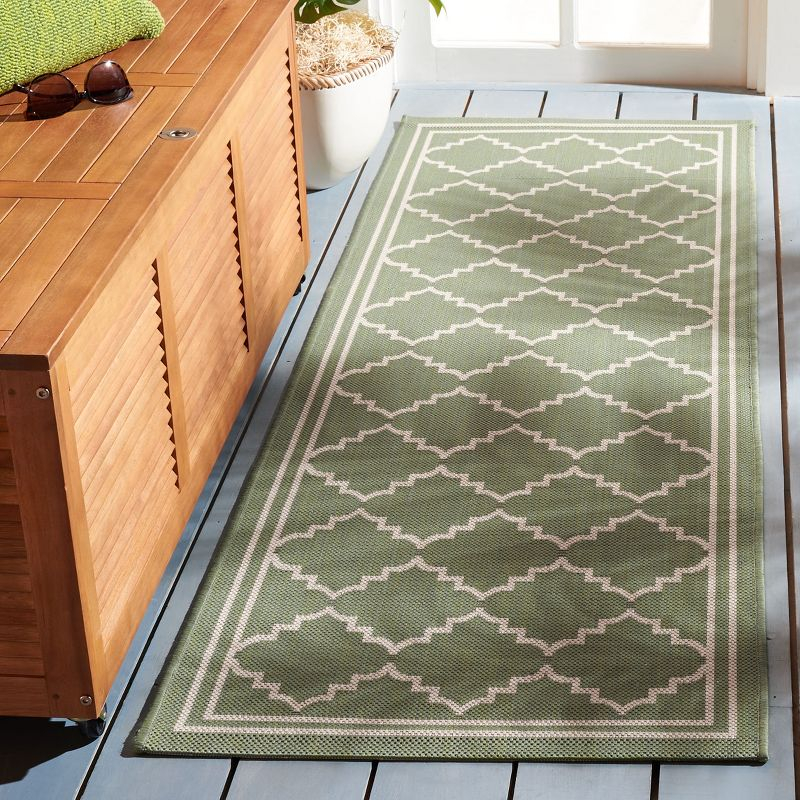 Courtyard CY6889 Power Loomed Indoor and Outdoor Runner Rug - Green/Beige - 2'3"x10' - Safavieh
