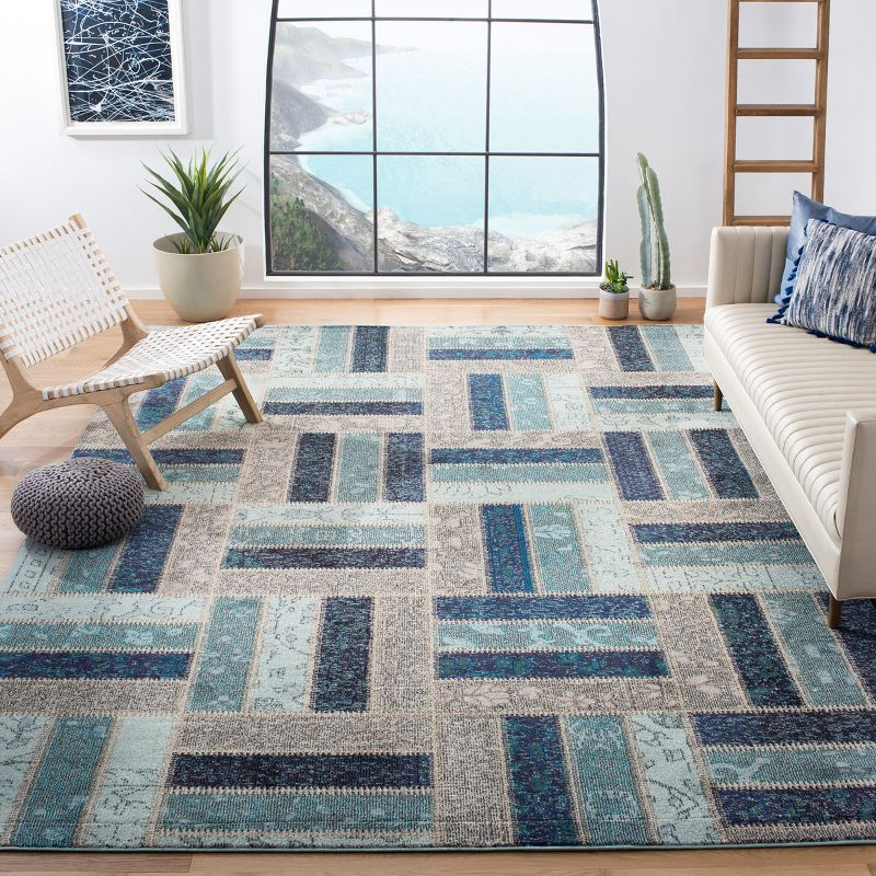 Monaco MNC214 Power Loomed Indoor Area Rug - Grey/Blue - 8'x11' - Safavieh