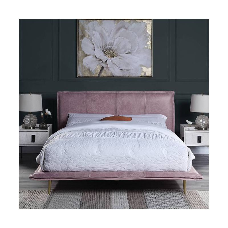 Acme Furniture King Metis Bed Pink Grain Leather