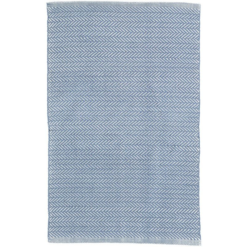 Herringbone Denim/Ivory Handwoven Indoor/Outdoor Rug