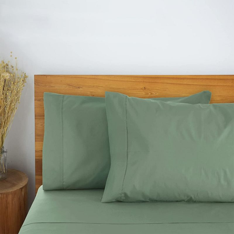 LuxClub 2 PC Tree Moss Green Queen Performance Microfiber Solid Pillowcase Set
