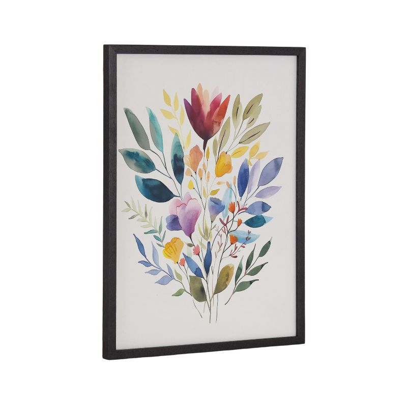 Kate & Laurel All Things Decor 12"x16" Gallery Jewel Tone Botanical Watercolor Bouquet Print by The Creative Bunch Studio Black