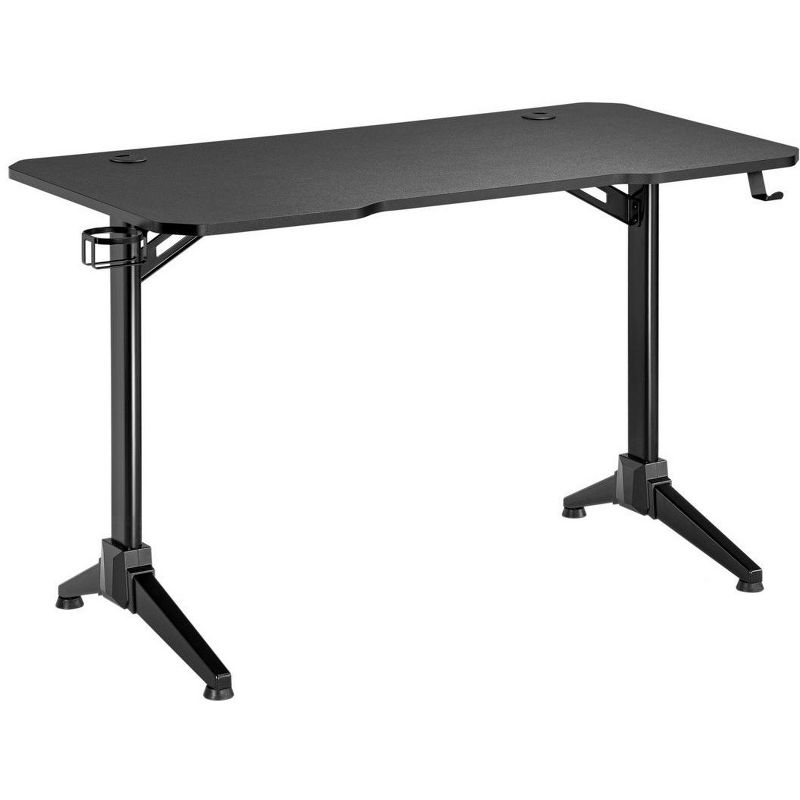 Monoprice Home Office Steel Frame Computer Desk with Solid-Core 4-foot Desktop and Accessory Attachments, Black - Workstream Collection
