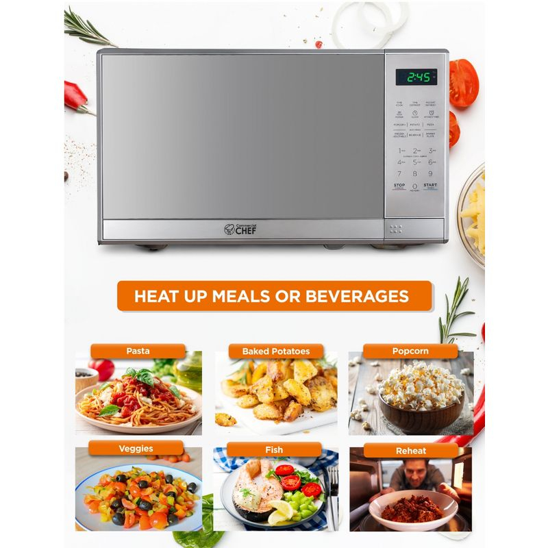 COMMERCIAL CHEF Countertop Microwave Oven 0.7 Cu. Ft. 700W, Stainless Steel