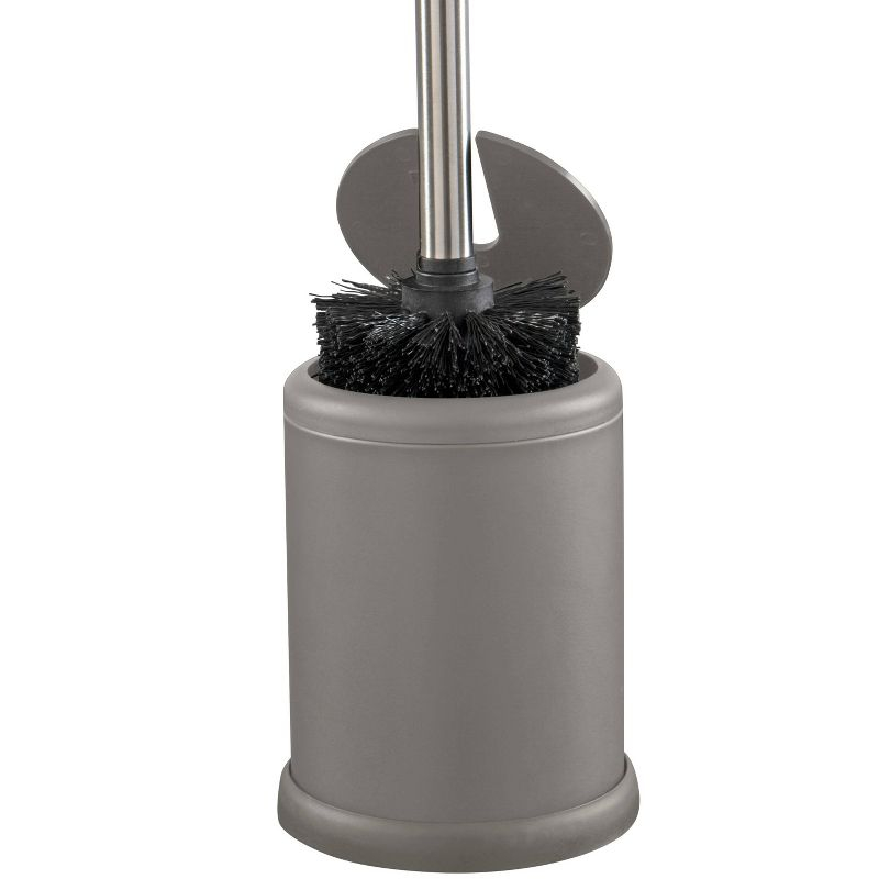 Bath Bliss Toilet Brush with Closing Lid Gray: Polypropylene & Metal, 15.4" Height, Bathroom Cleaning Accessory