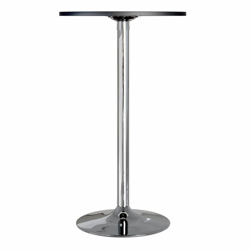 24" Spectrum Round Bar Height Table with Metal Legs Black - Winsome: Chrome Base, MDF Top, Contemporary Style