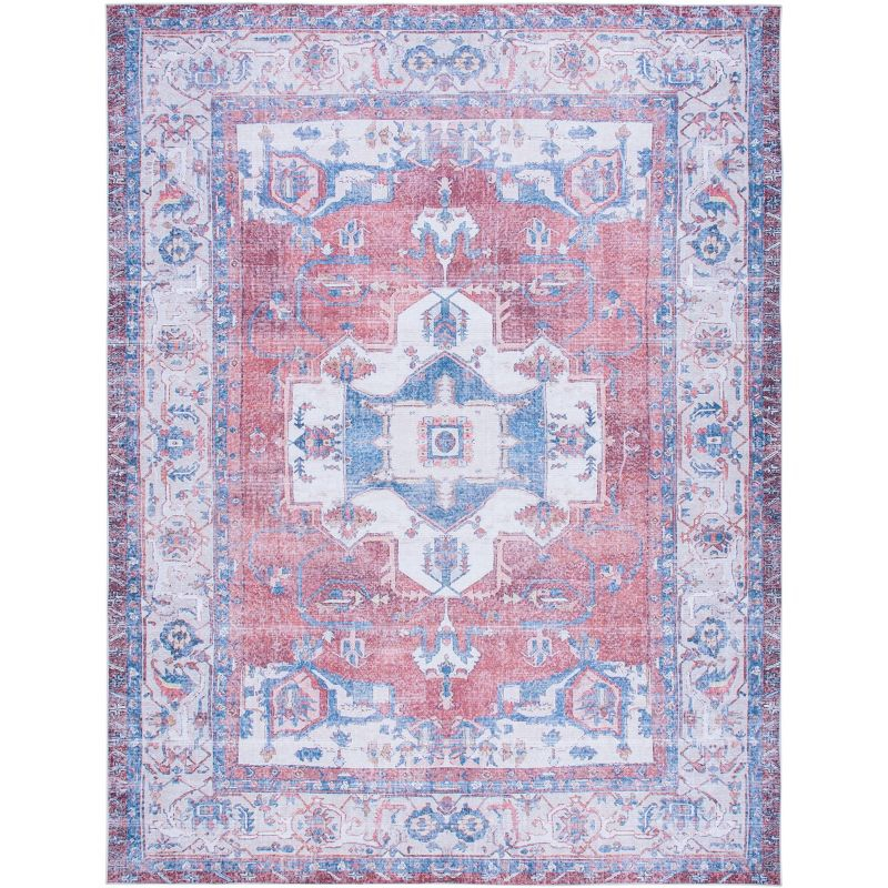 Serapi SEP355 Machine Washable Skid-Resistant Power Loomed Indoor Area Rug - Red/Ivory - 6'7"x9' - Safavieh