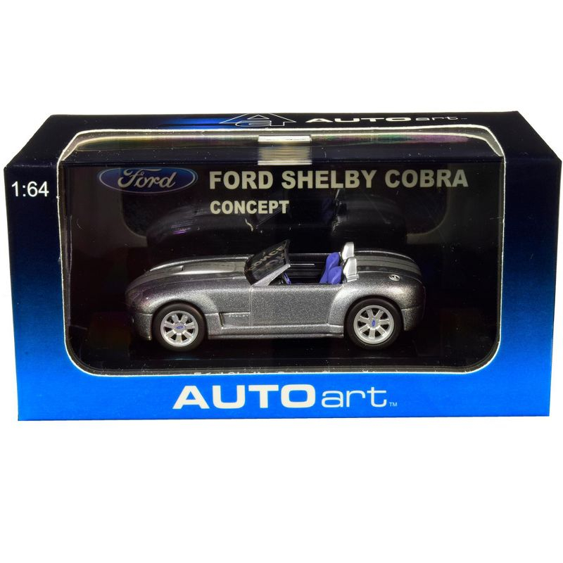 Ford Shelby Cobra Concept Tungsten Silver Metallic with Gray Stripes 1/64 Diecast Model Car by Autoart