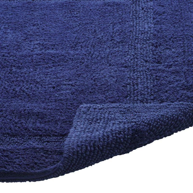 Better Trends Lux 100% Cotton Tufted Solid Reversible Bath Rug Set 2 PC (17" x 24" | 20" x 20") - Navy
