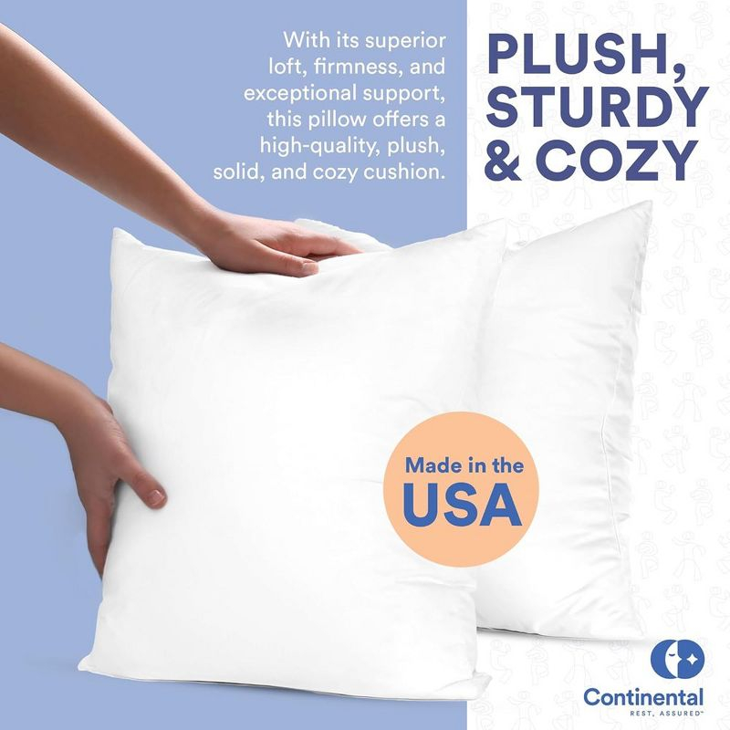 Continental Bedding Throw Pillow Inserts 10% White Goose Down 90% Feather Pillow Insert 18x18 Inch Pack of 1