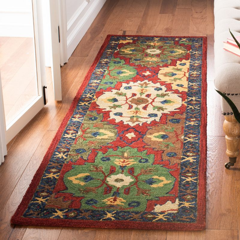 Heritage HG354 Hand Tufted Runner Rug - Red/Blue - 2'3"x8' - Safavieh.