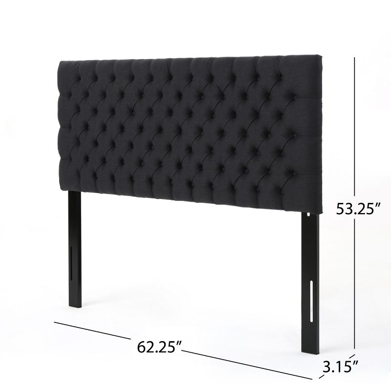 GDFStudio Brunet Contemporary Tufted Adjustable Upholstered Queen Headboard, Dark Charcoal/Fabric
